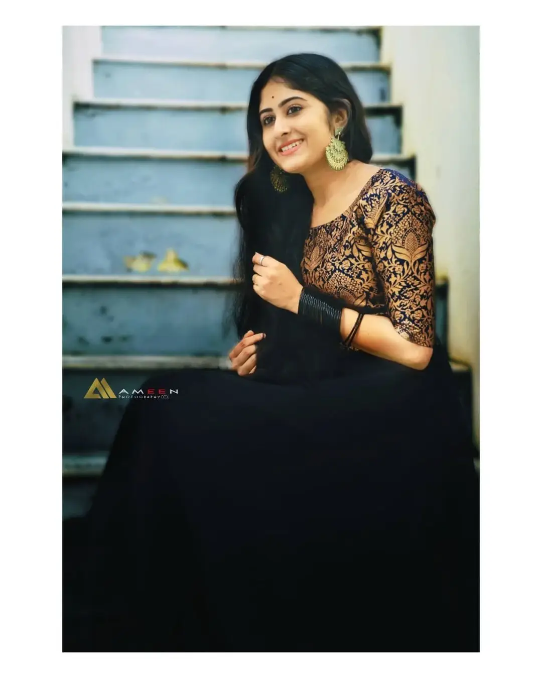 Zee Telugu TV Actress krishna Priya Nair in Black Dress